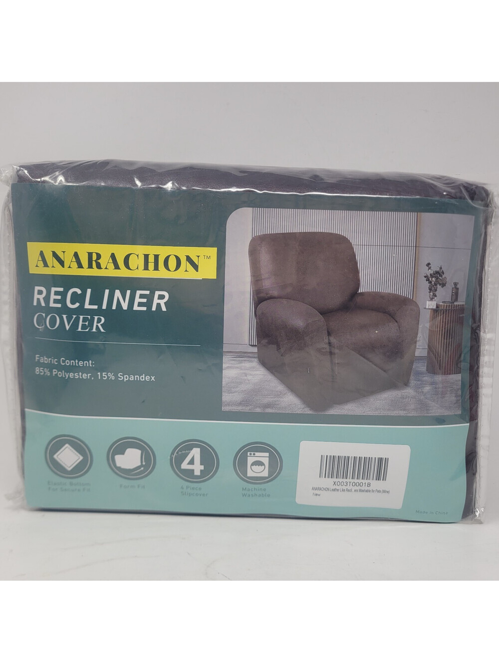 ANARACHON Leather Like Recliner Chair Covers Heavy Duty, 4 Pieces Lazy Boy Wine